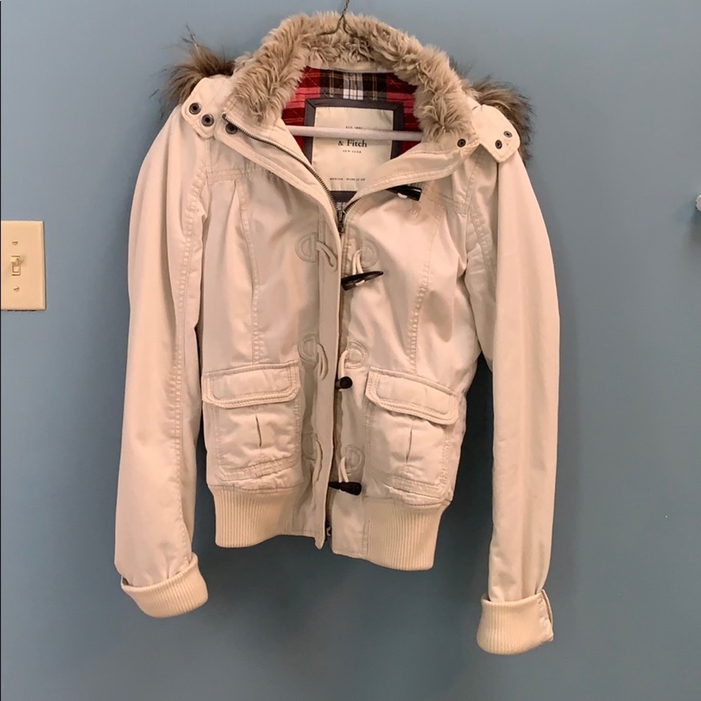 Abercrombie & Fitch Tan fur hooded coat